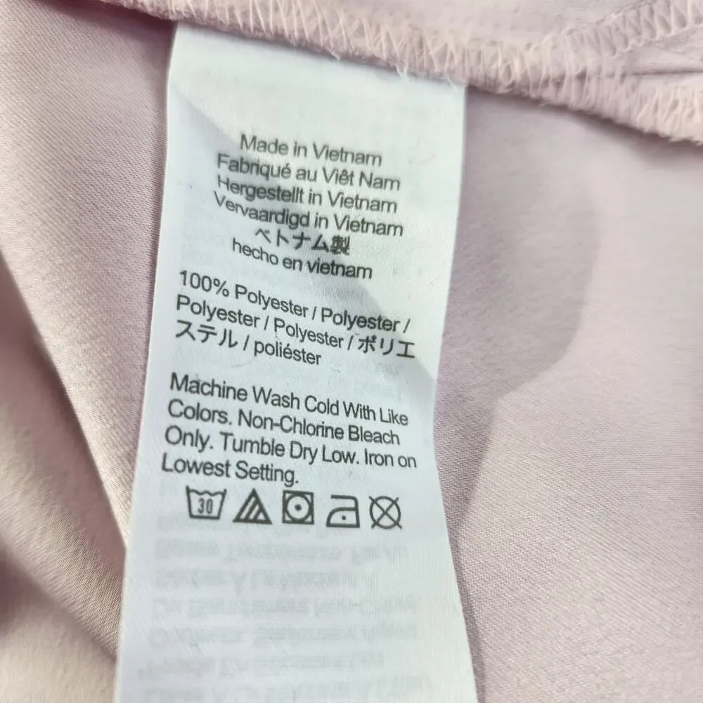 J Crew Pink Puff Sleeve Keyhole Neckline Crepe Blouse Women Tall Large